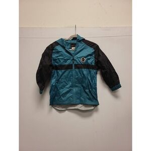 Nike Windbreaker Jacket Youth Size S Teal Black Kids Coat Lightweight Outerwear